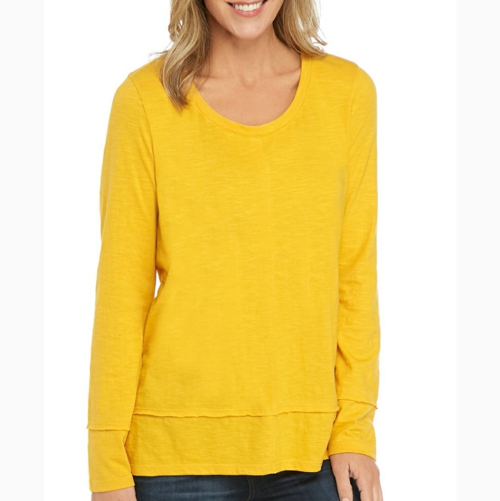 New Directions Double Raw Edge Scoop Top Size Small